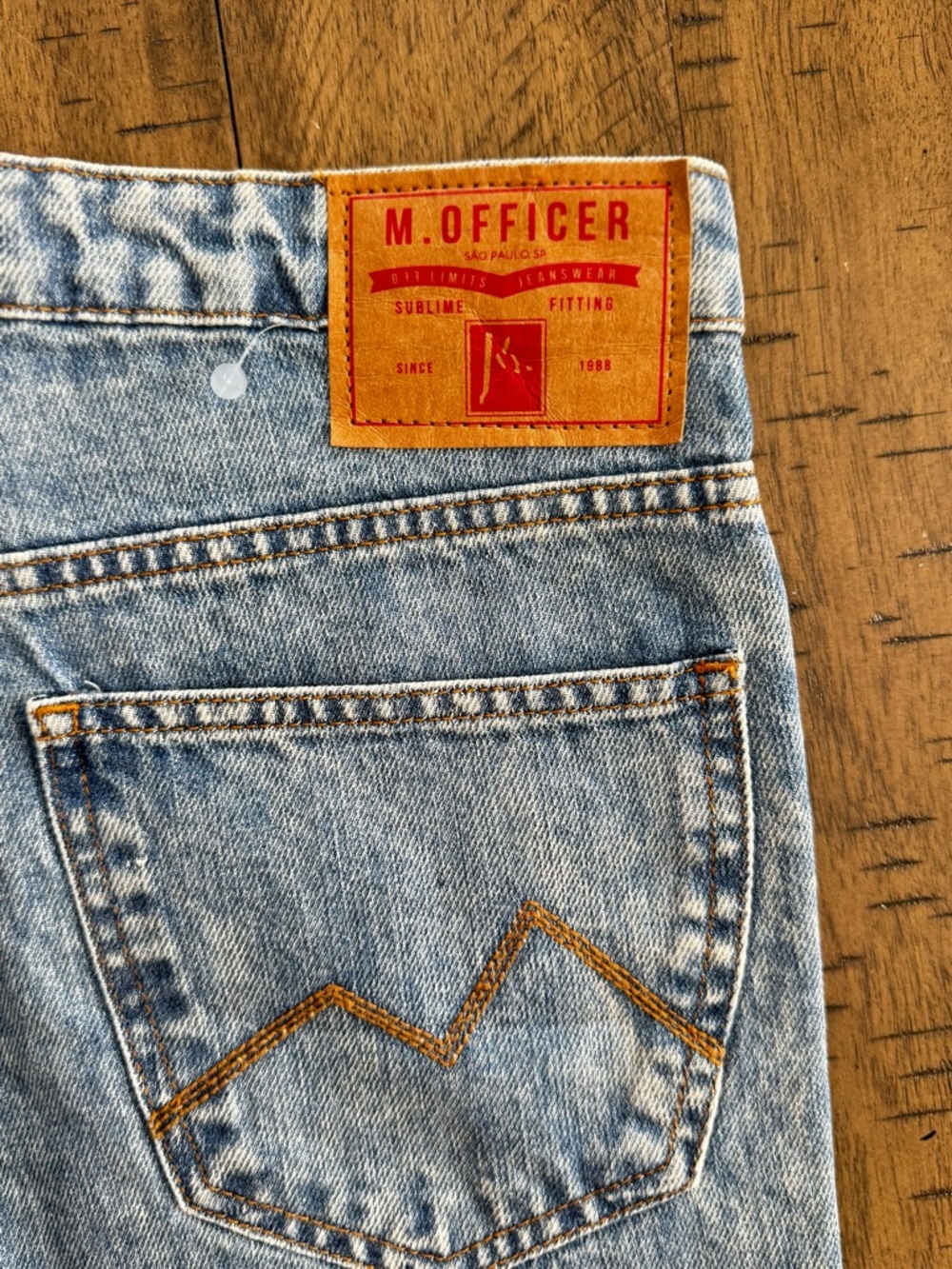 High-Rise Blue Denim Jeans with Pearl Accent - Picture 7 of 11